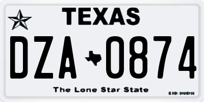 TX license plate DZA0874