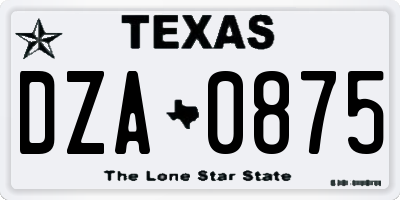 TX license plate DZA0875