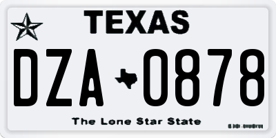 TX license plate DZA0878