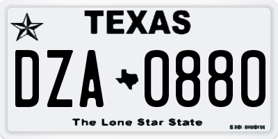 TX license plate DZA0880