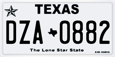 TX license plate DZA0882