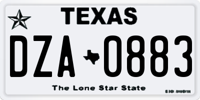 TX license plate DZA0883