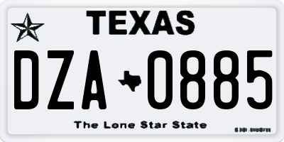 TX license plate DZA0885