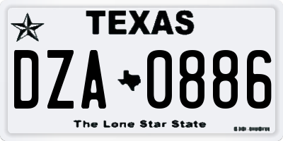 TX license plate DZA0886