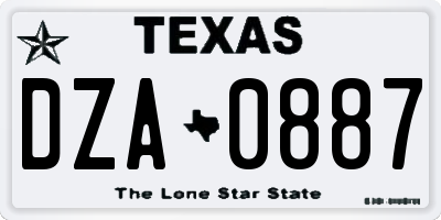TX license plate DZA0887