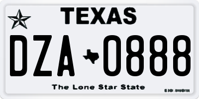 TX license plate DZA0888