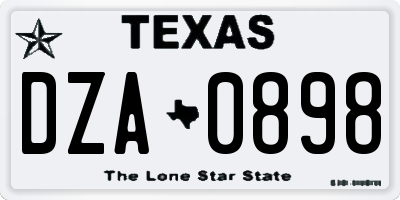 TX license plate DZA0898