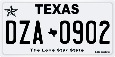 TX license plate DZA0902