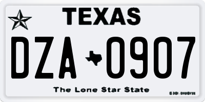 TX license plate DZA0907