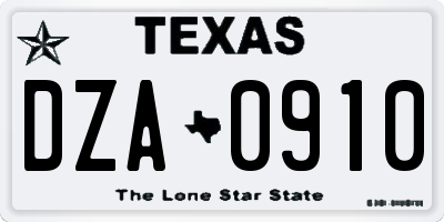 TX license plate DZA0910