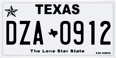 TX license plate DZA0912