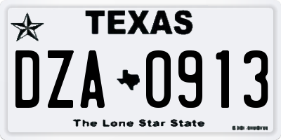TX license plate DZA0913