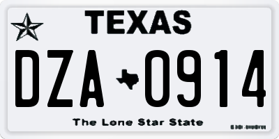 TX license plate DZA0914