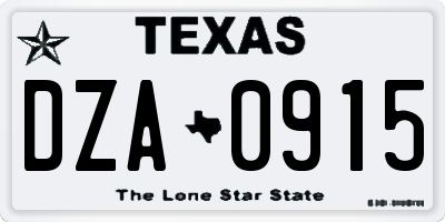 TX license plate DZA0915