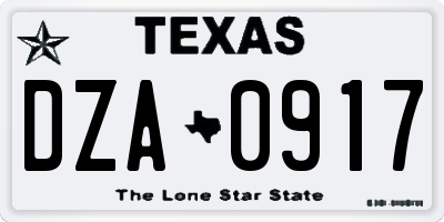 TX license plate DZA0917