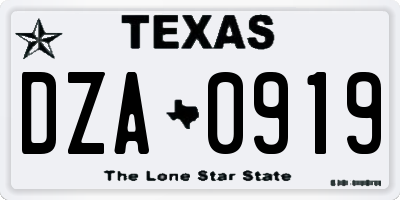 TX license plate DZA0919