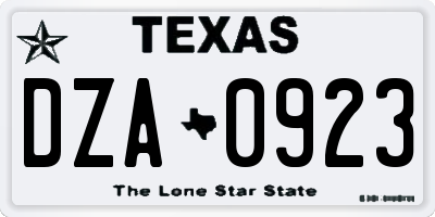 TX license plate DZA0923