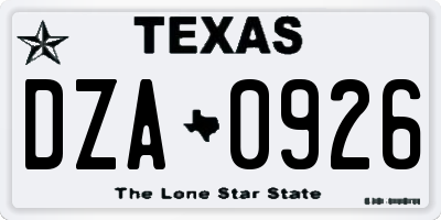 TX license plate DZA0926