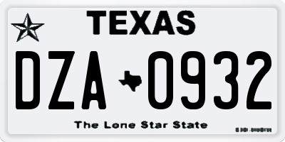 TX license plate DZA0932