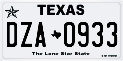 TX license plate DZA0933