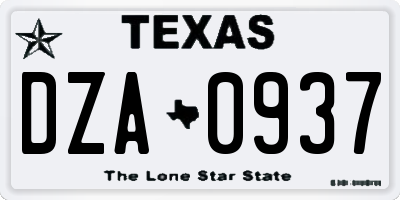 TX license plate DZA0937