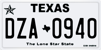 TX license plate DZA0940