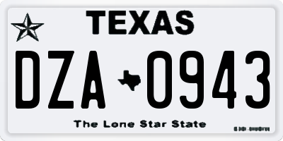 TX license plate DZA0943