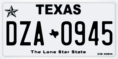 TX license plate DZA0945