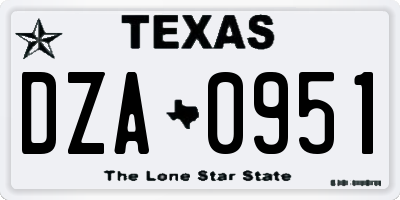 TX license plate DZA0951