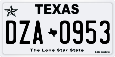 TX license plate DZA0953