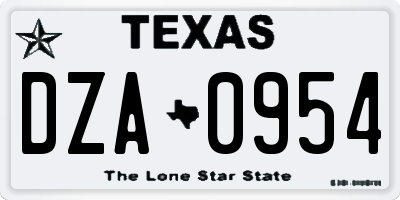 TX license plate DZA0954