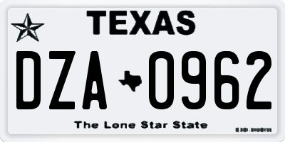 TX license plate DZA0962