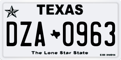 TX license plate DZA0963