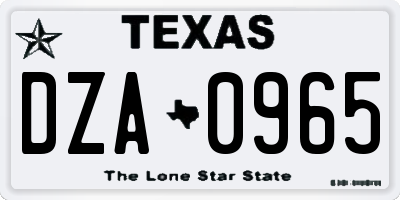 TX license plate DZA0965
