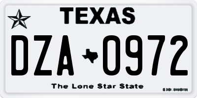 TX license plate DZA0972