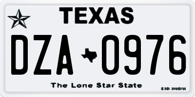 TX license plate DZA0976