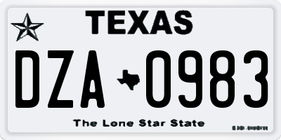 TX license plate DZA0983