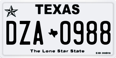 TX license plate DZA0988