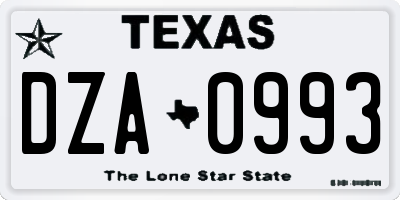 TX license plate DZA0993