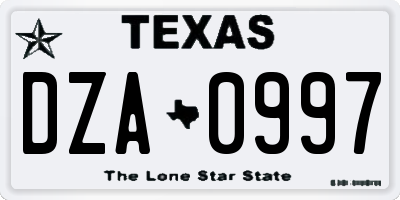 TX license plate DZA0997