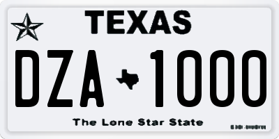TX license plate DZA1000
