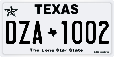 TX license plate DZA1002