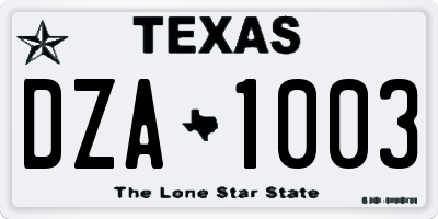 TX license plate DZA1003