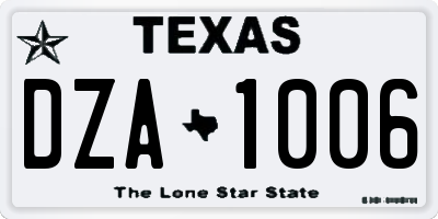 TX license plate DZA1006