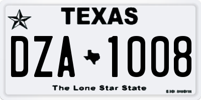 TX license plate DZA1008