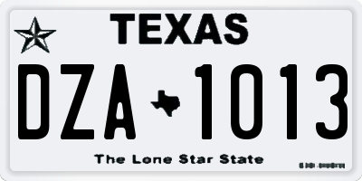 TX license plate DZA1013