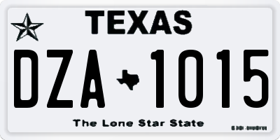 TX license plate DZA1015