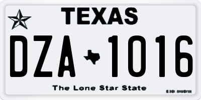 TX license plate DZA1016