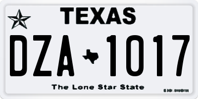 TX license plate DZA1017