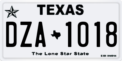 TX license plate DZA1018
